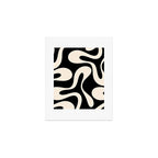 Soft Curves Retro Modern Abstract Pattern in Black and Almond Cream Art Print Gallery Image 1