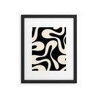 Soft Curves Retro Modern Abstract Pattern in Black and Almond Cream Framed Art Print Gallery Image 6
