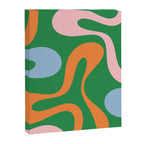 Soft Curves Retro Modern Abstract Pattern in Bold Green, Light Blue, Orange and Pink Canvas Print Gallery Image 8
