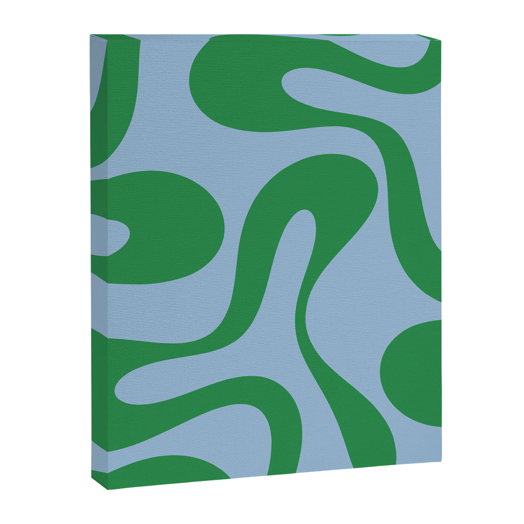 Soft Curves Retro Modern Abstract Pattern in Green and Light Blue Canvas Print Gallery Image 8