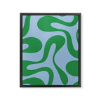 Soft Curves Retro Modern Abstract Pattern in Green and Light Blue Framed Canvas Print Gallery Image 8