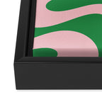 Soft Curves Retro Modern Abstract Pattern in Green and Light Pink Framed Canvas Print Gallery Image 3