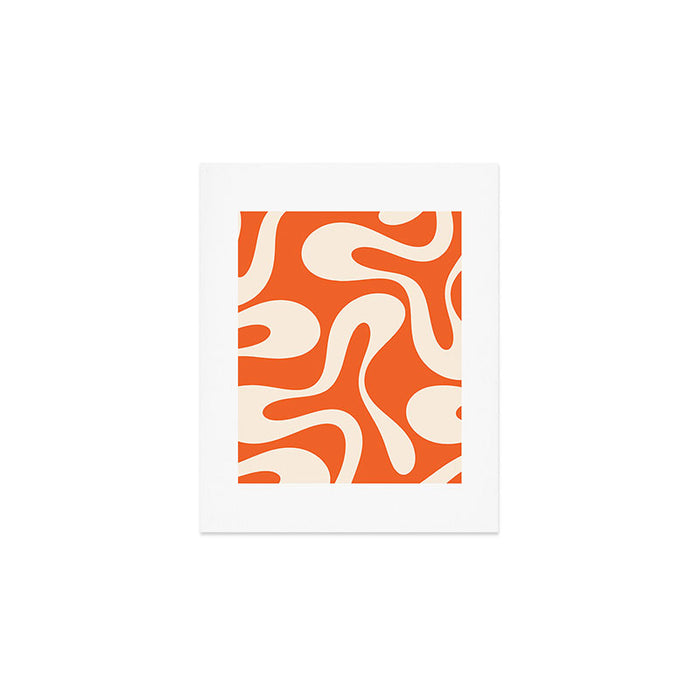 Soft Curves Retro Modern Abstract Pattern in Orange and Cream Art Print Gallery Image 1