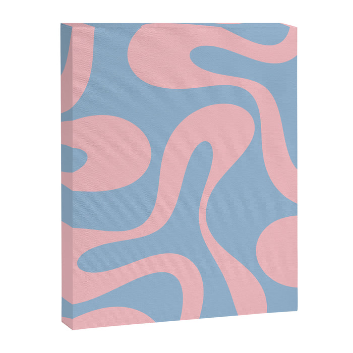 Soft Curves Retro Modern Abstract Pattern in Pastel Pink and Light Blue Canvas Print Gallery Image 1