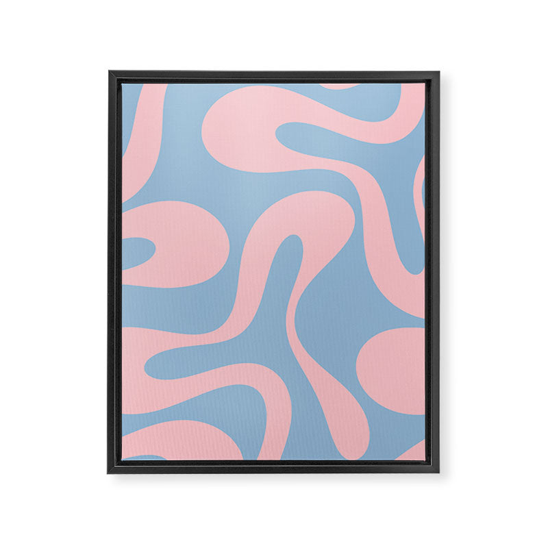 Soft Curves Retro Modern Abstract Pattern in Pastel Pink and Light Blue Framed Canvas Print Gallery Image 8