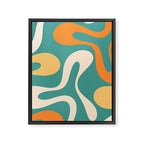 Soft Curves Retro Modern Abstract Pattern Teal Orange Yellow Framed Canvas Print Gallery Image 8