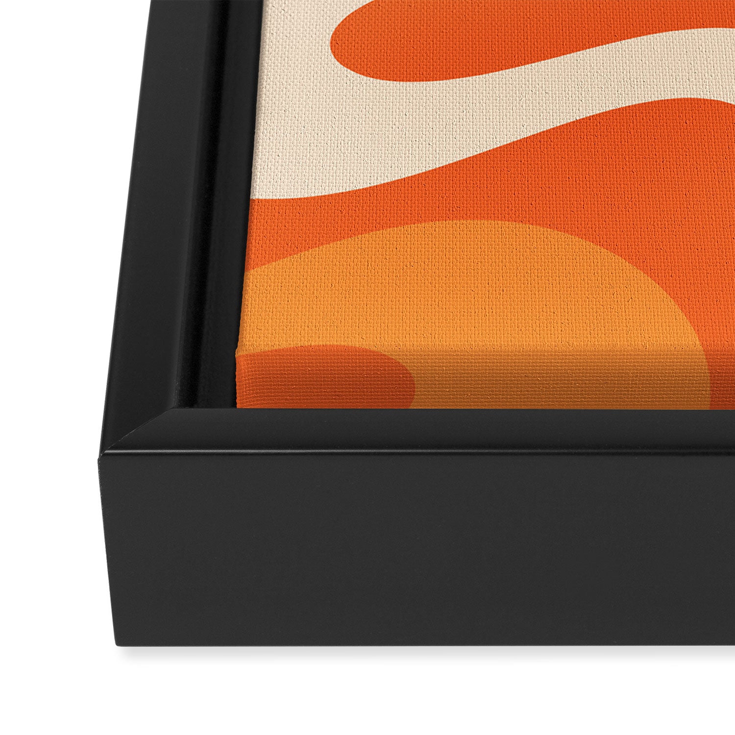 Soft Curves Retro Modern Abstract in  Tangerine Orange Tones Framed Canvas Print Gallery Image 3