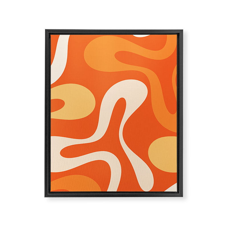 Soft Curves Retro Modern Abstract in  Tangerine Orange Tones Framed Canvas Print Gallery Image 8