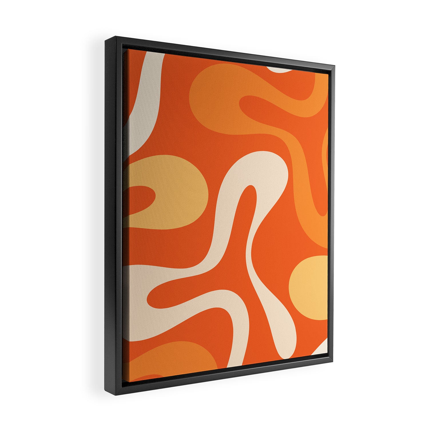 Soft Curves Retro Modern Abstract in  Tangerine Orange Tones Framed Canvas Print Gallery Image 2