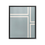 Soft Deco Minimalist Pattern in Light Blue-Gray and Cream Framed Canvas Print Gallery Image 8