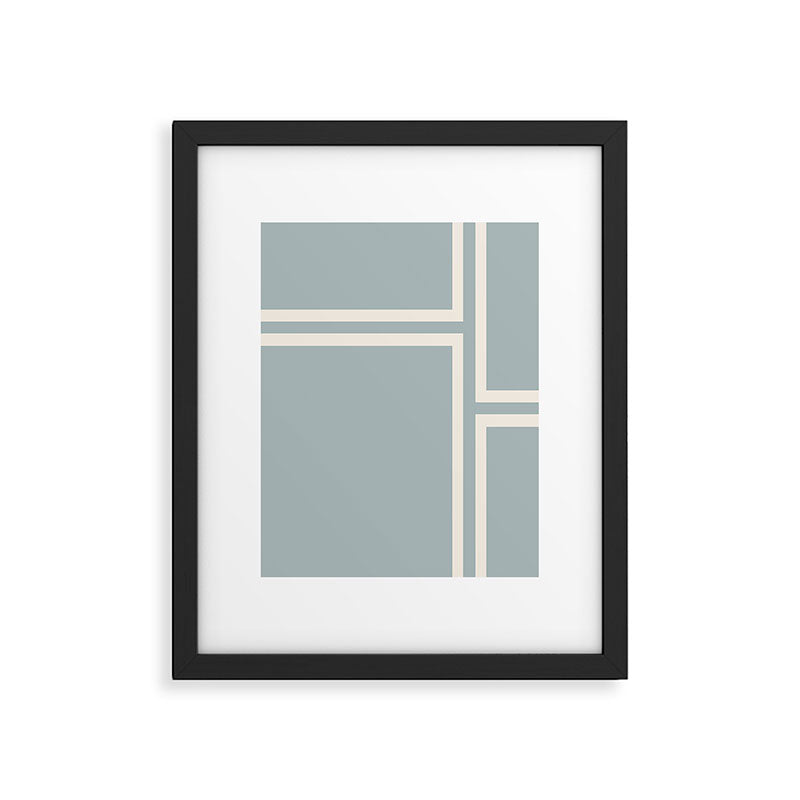 Soft Deco Minimalist Pattern in Light Blue-Gray and Cream Framed Art Print Gallery Image 6