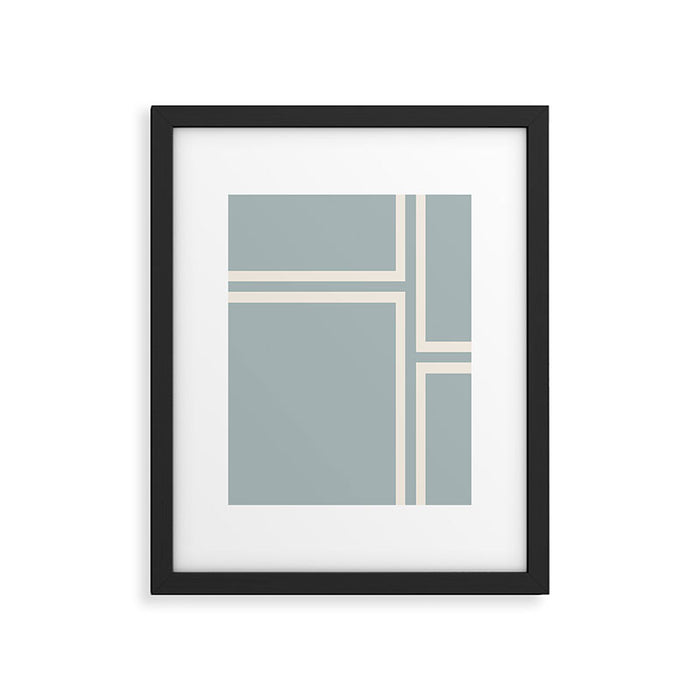 Soft Deco Minimalist Pattern in Light Blue-Gray and Cream Framed Art Print Gallery Image 1