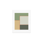 Soft Geometrics Minimalist Mid-century Geo Pattern in Sage Green and Apricot Art Print Gallery Image 1