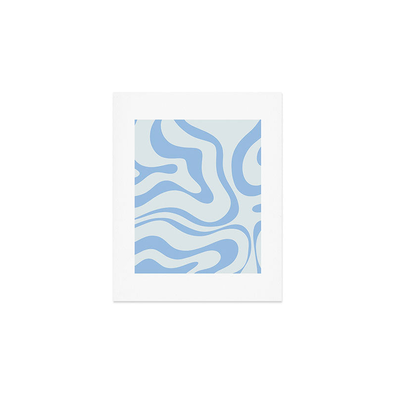 Soft Liquid Swirl Abstract Pattern Square in Powder Blue Art Print Gallery Image 1