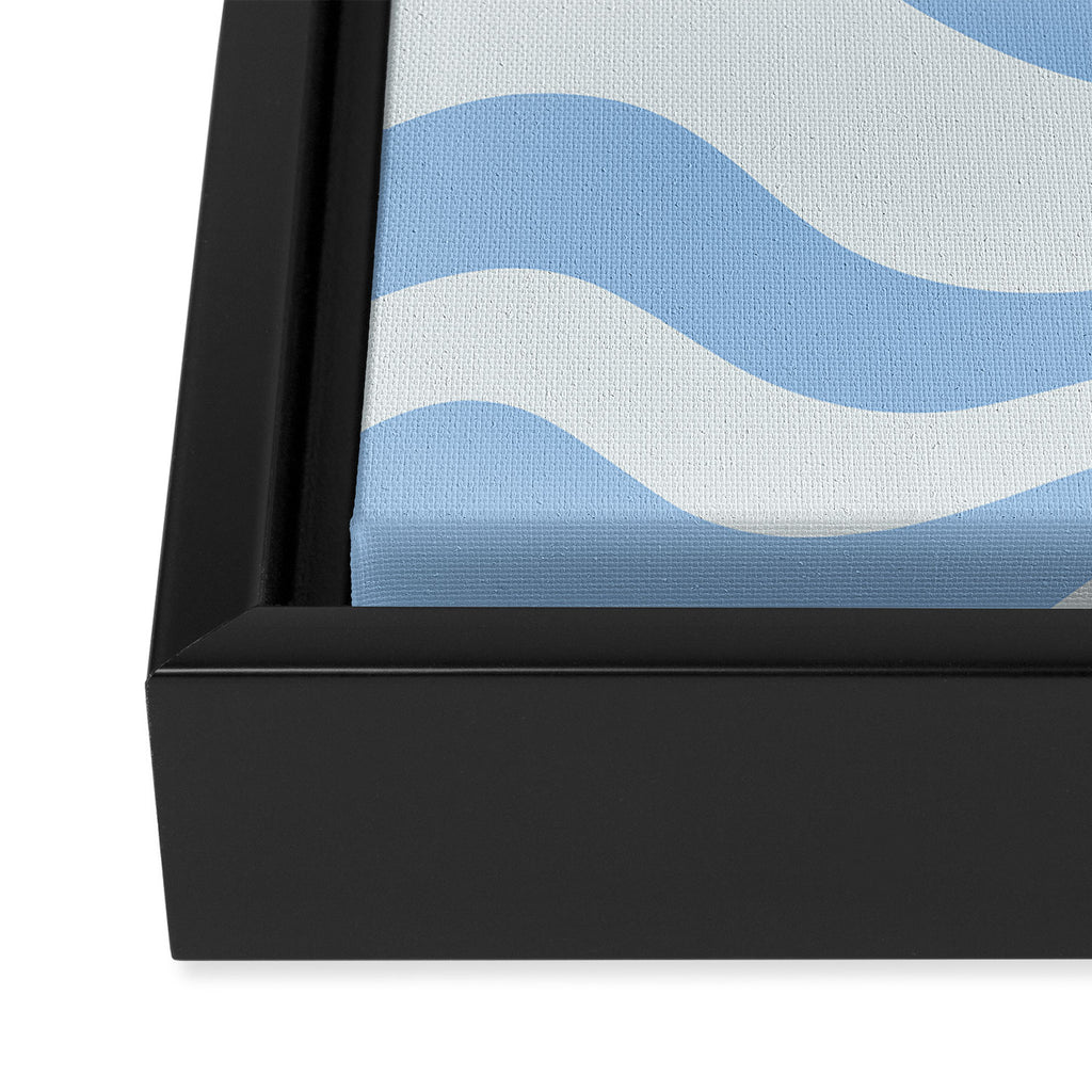 Soft Liquid Swirl Abstract Pattern Square in Powder Blue Framed Canvas Print Gallery Image 3