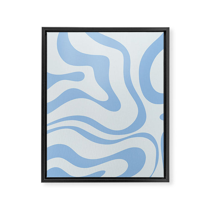 Soft Liquid Swirl Abstract Pattern Square in Powder Blue Framed Canvas Print Gallery Image 1