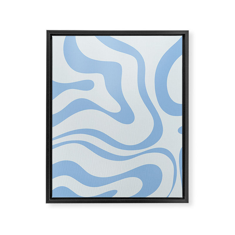 Soft Liquid Swirl Abstract Pattern Square in Powder Blue Framed Canvas Print Gallery Image 8