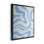 Soft Liquid Swirl Abstract Pattern Square in Powder Blue Framed Canvas Print Gallery Image 2