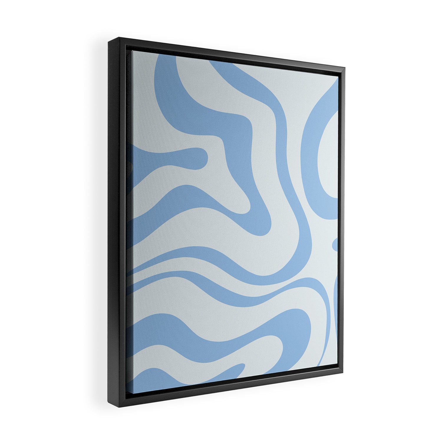 Soft Liquid Swirl Abstract Pattern Square in Powder Blue Framed Canvas Print Gallery Image 2
