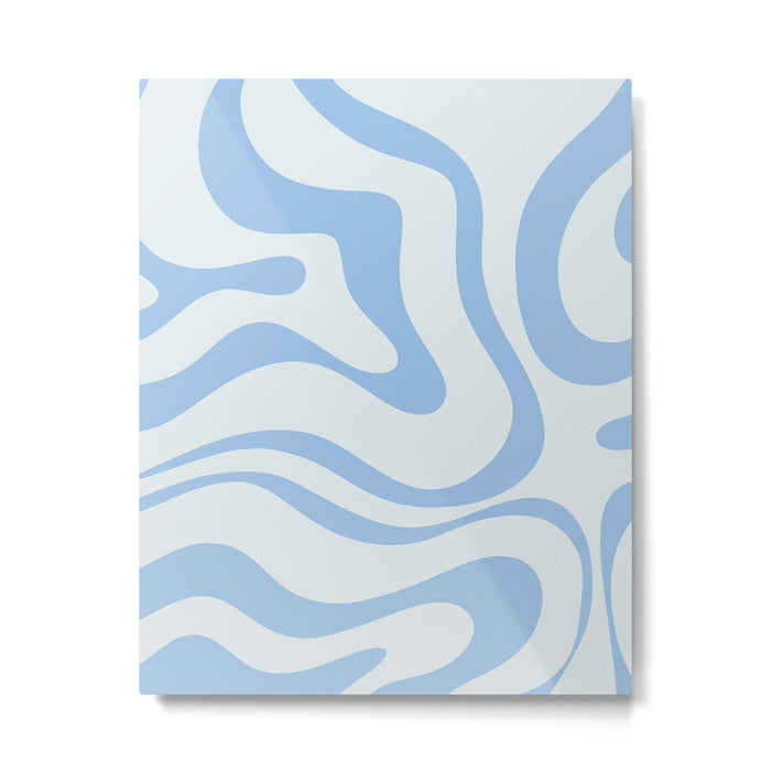Soft Liquid Swirl Abstract Pattern Square in Powder Blue Metal Print Gallery Image 1