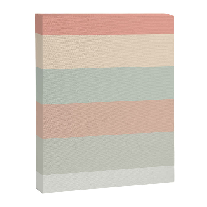Soft Stripes Broad Stripe Pattern in Peachy Blush Pink, Cream, and Pale Celadon Aqua Mint Canvas Print Gallery Image 1