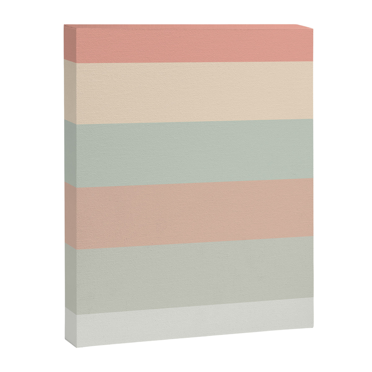 Soft Stripes Broad Stripe Pattern in Peachy Blush Pink, Cream, and Pale Celadon Aqua Mint Canvas Print Gallery Image 6
