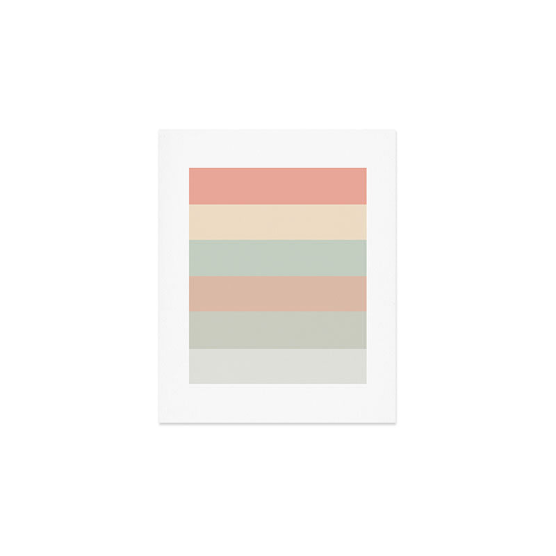 Soft Stripes Broad Stripe Pattern in Peachy Blush Pink, Cream, and Pale Celadon Aqua Mint Art Print Gallery Image 1
