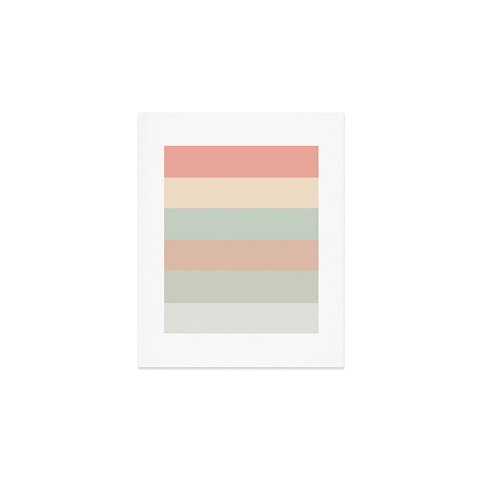 Soft Stripes Broad Stripe Pattern in Peachy Blush Pink, Cream, and Pale Celadon Aqua Mint Art Print Gallery Image 1