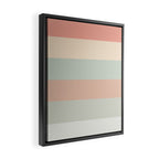 Soft Stripes Broad Stripe Pattern in Peachy Blush Pink, Cream, and Pale Celadon Aqua Mint Framed Canvas Print Gallery Image 2