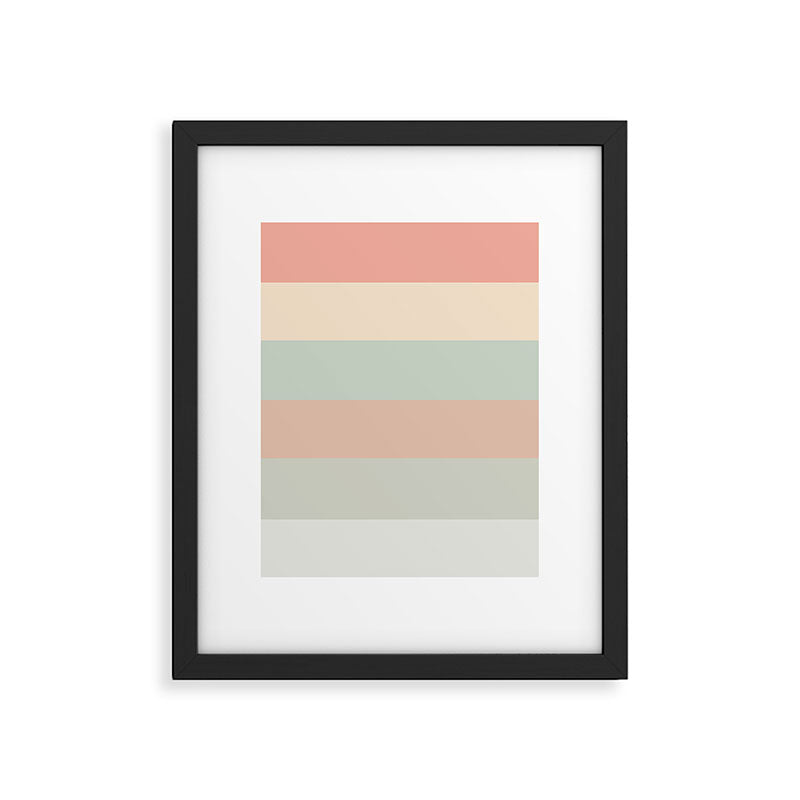 Soft Stripes Broad Stripe Pattern in Peachy Blush Pink, Cream, and Pale Celadon Aqua Mint Framed Art Print Gallery Image 5