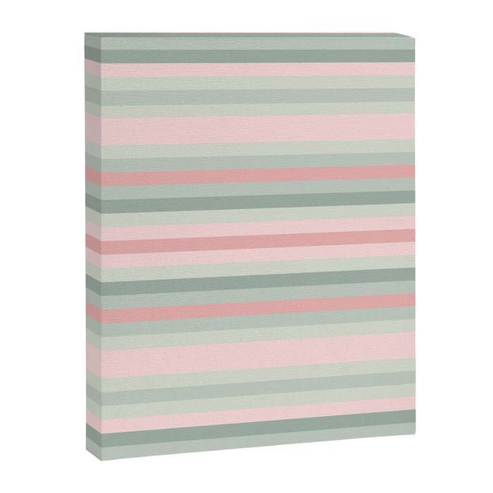 Soft Stripes Pattern in Eucalyptus Green and Blush Pink Canvas Print Gallery Image 1