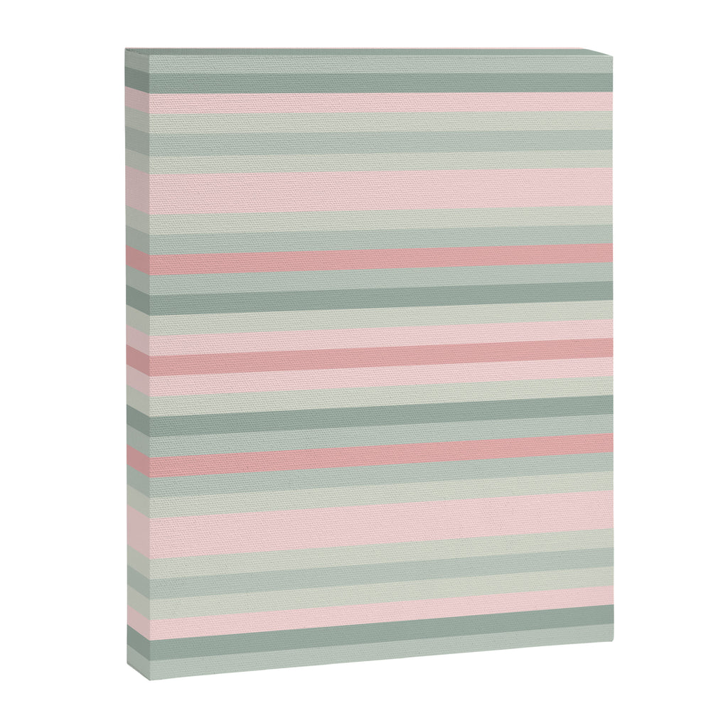 Soft Stripes Pattern in Eucalyptus Green and Blush Pink Canvas Print Gallery Image 8