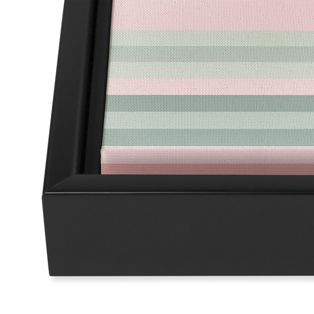 Soft Stripes Pattern in Eucalyptus Green and Blush Pink Framed Canvas Print Gallery Image 3