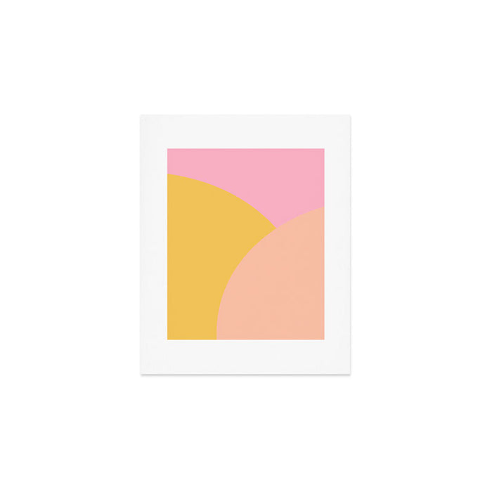 Soft Summer Pink and Mustard Minimalist Abstract Art Print Gallery Image 1