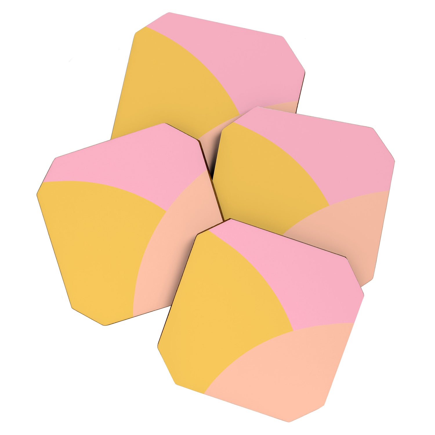 Soft Summer Pink and Mustard Minimalist Abstract Coaster Gallery Image 1
