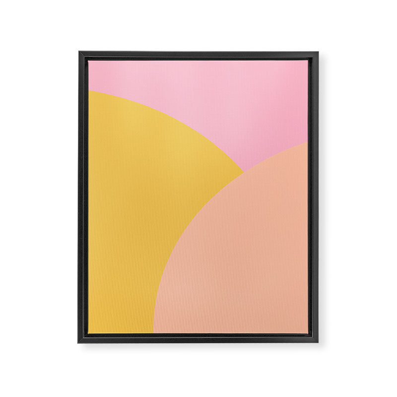 Soft Summer Pink and Mustard Minimalist Abstract Framed Canvas Print Gallery Image 8