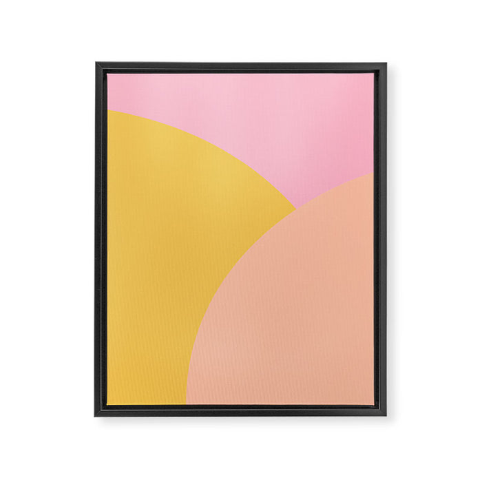 Soft Summer Pink and Mustard Minimalist Abstract Framed Canvas Print Gallery Image 1