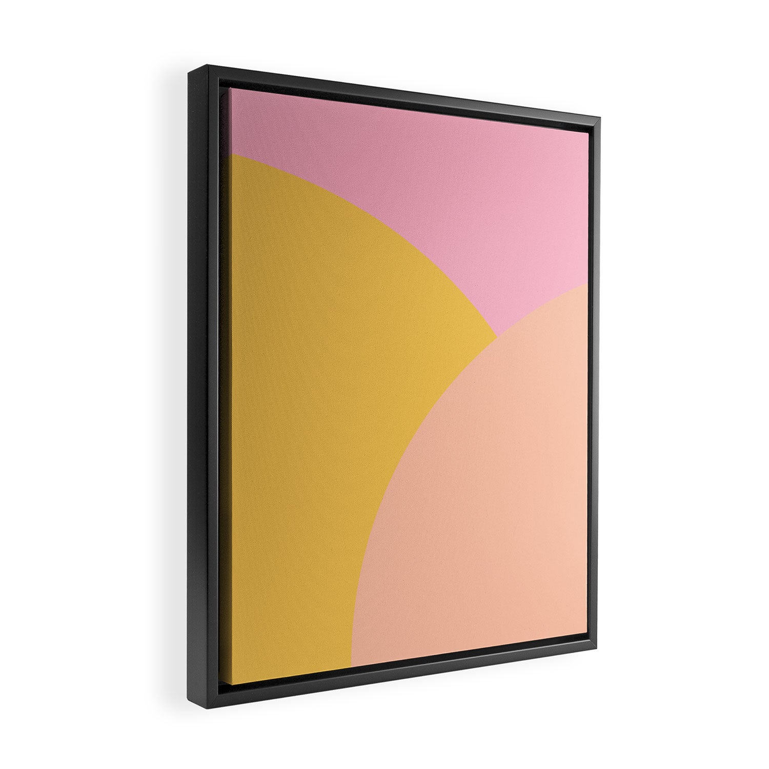 Soft Summer Pink and Mustard Minimalist Abstract Framed Canvas Print Gallery Image 2