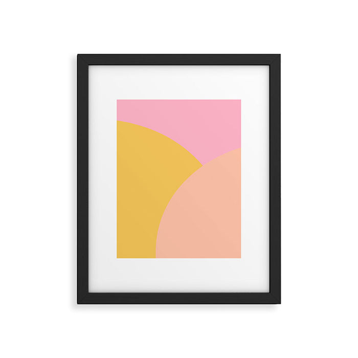 Soft Summer Pink and Mustard Minimalist Abstract Framed Art Print Gallery Image 1
