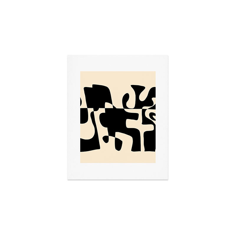 Solidarity - Minimal Abstract in Black and Cream Art Print Gallery Image 1