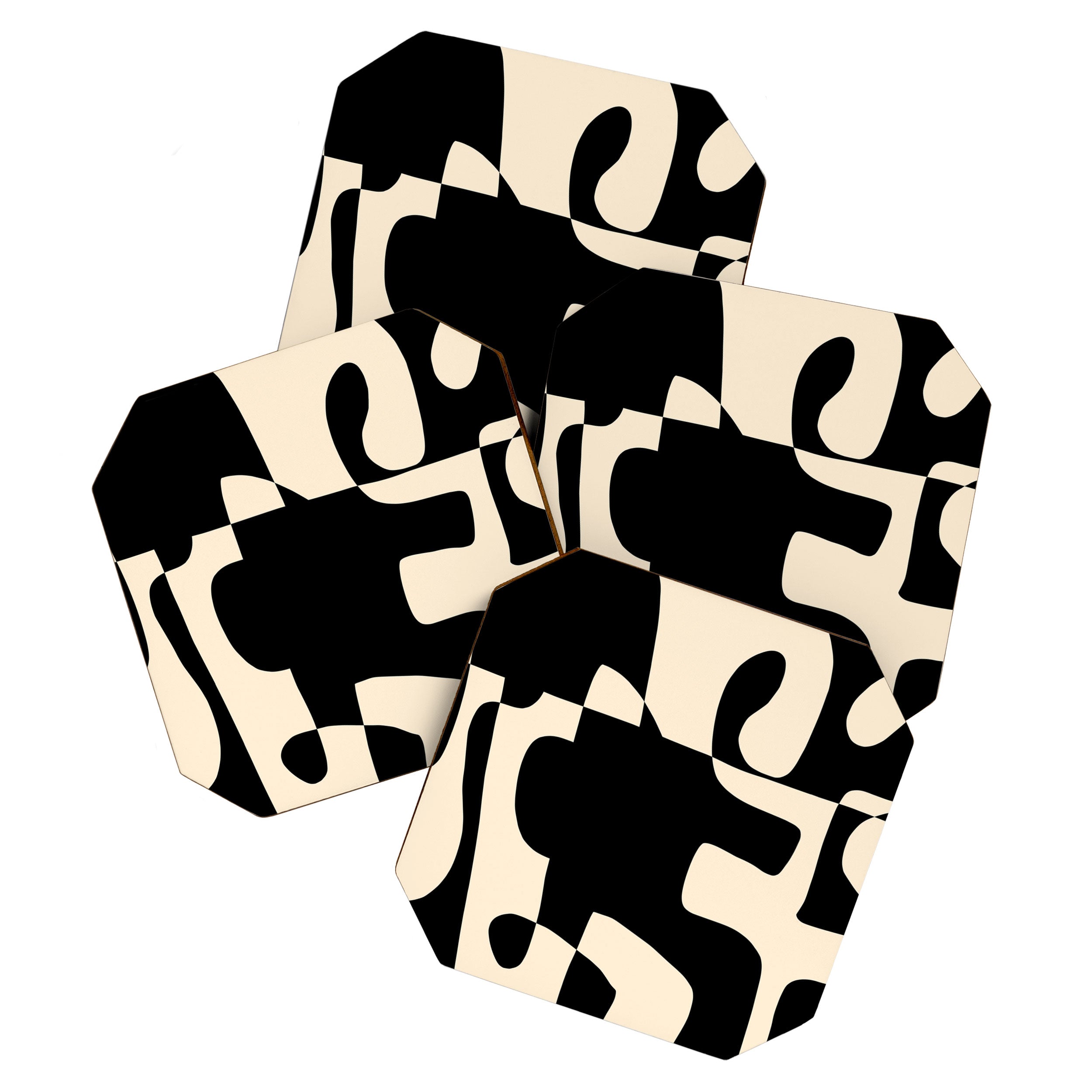 Solidarity - Minimal Abstract in Black and Cream Coaster Gallery Image 1