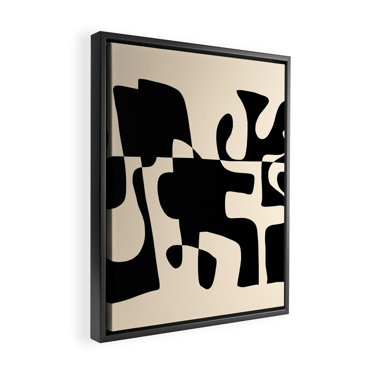 Solidarity - Minimal Abstract in Black and Cream Framed Canvas Print Gallery Image 2