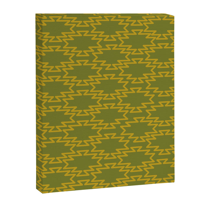 Southwest Azteca - Geometric Pattern in Mid Century Mod Mustard and Olive Green Canvas Print Gallery Image 1