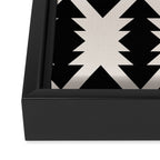 Southwest Criss Cross Pattern in Black and Off White Almond Framed Canvas Print Gallery Image 3