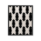 Southwest Criss Cross Pattern in Black and Off White Almond Framed Canvas Print Gallery Image 8
