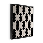 Southwest Criss Cross Pattern in Black and Off White Almond Framed Canvas Print Gallery Image 2