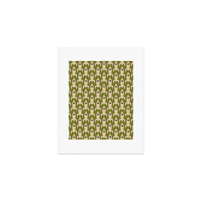 Space Age Rocket Ships - Atomic Age Mid-Century Modern Pattern in Mid Mod Beige and Olive Art Print Gallery Image 1