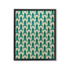 Space Age Rocket Ships - Atomic Age Mid-Century Modern Pattern in Teal and Mid Mod Beige Framed Canvas Print Gallery Image 8