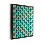 Space Age Rocket Ships - Atomic Age Mid-Century Modern Pattern in Teal and Mid Mod Beige Framed Canvas Print Gallery Image 2