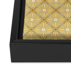 Spanish Murcia Tile Geometric Pattern in Mustard Yellow and Brown Framed Canvas Print Gallery Image 3